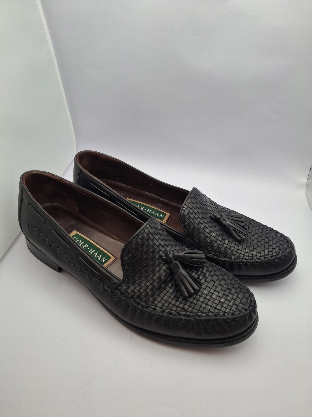 Cole Haan Woven Tassel Loafers Black